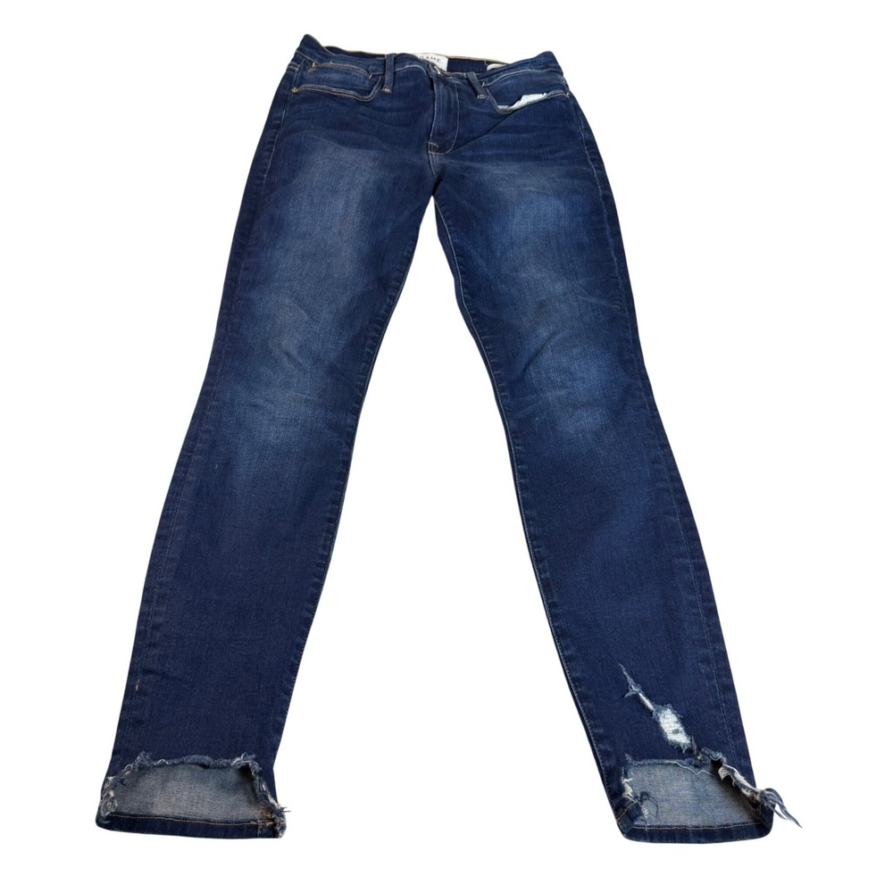Frame Denim Le High Skinny Jeans Columbia Road Chew Distressed Hem Size 28